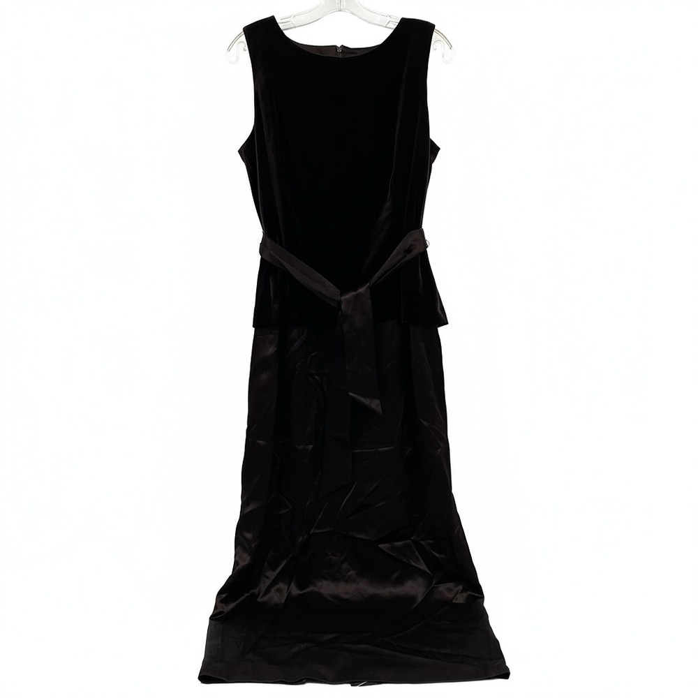 Talbots Brown Velvet Satin Maxi Dress | Size 12 Regular